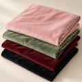 Cloudora Classic Pillow velvet covers in light pink, light green, dark red and black — illustrative product image