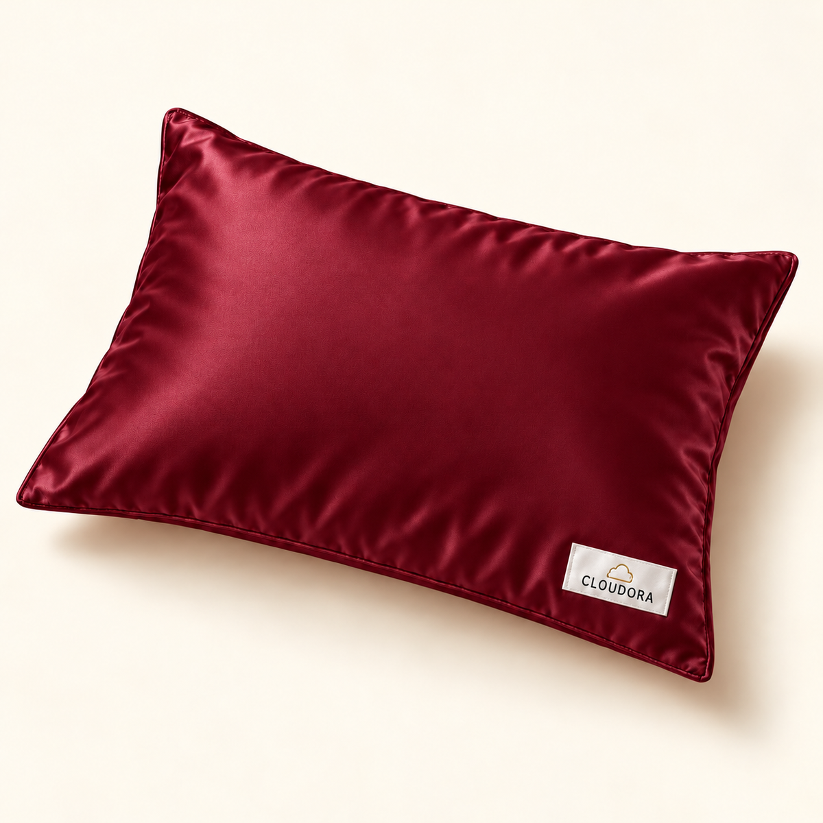 Cloudora Classic Pillow satin — Dark Red — AI-assisted product visual
