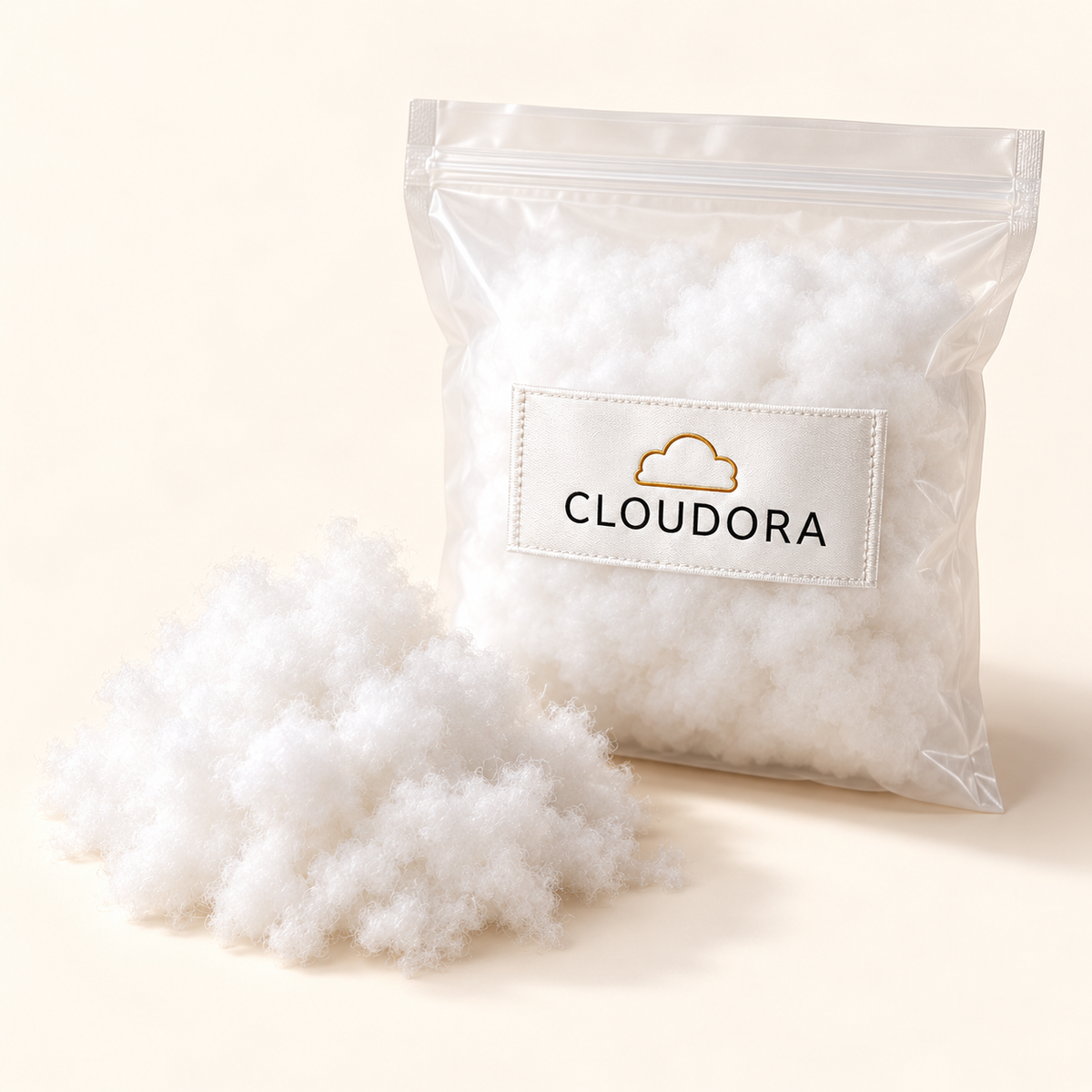 Cloudora polyester fibre refill — AI-assisted product visual