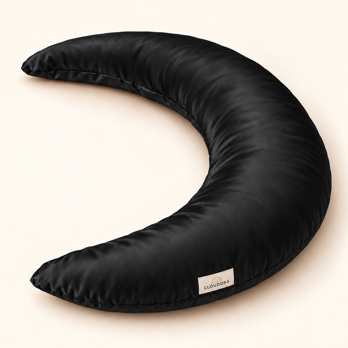 Cloudora Moon Pillow — Black — AI-assisted product visual