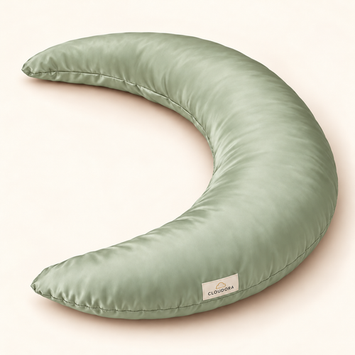 Cloudora Moon Pillow — Light Green — AI-assisted product visual
