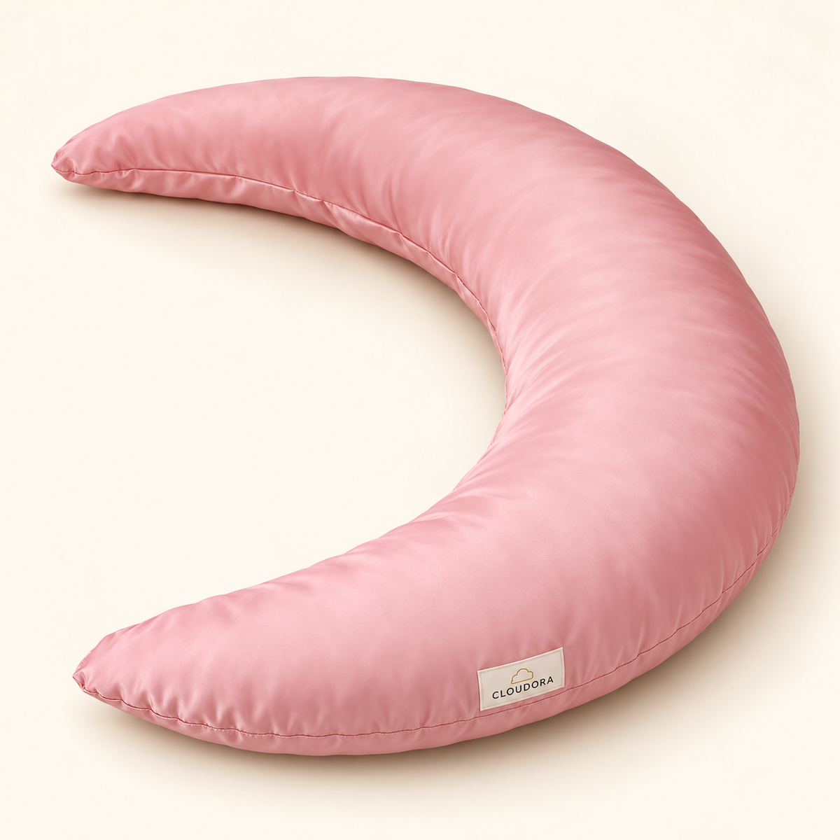 Cloudora Moon Pillow — Light Pink — AI-assisted product visual